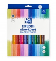 Kredki ołówkowe szkolne MIĘKKIE OXFORD 24 kolory z TEMPERÓWKĄ