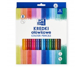 Kredki ołówkowe szkolne MIĘKKIE OXFORD 24 kolory z TEMPERÓWKĄ