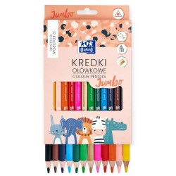 Kredki ołówkowe OXFORD Kids Jumbo GRUBE 12 kolorów trójkątne dla dzieci