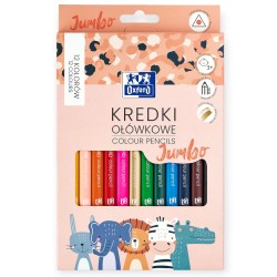 Kredki ołówkowe OXFORD Kids Jumbo GRUBE 12 kolorów trójkątne dla dzieci