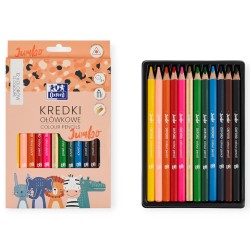 Kredki ołówkowe OXFORD Kids Jumbo GRUBE 12 kolorów trójkątne dla dzieci