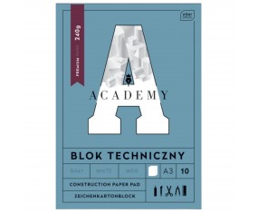 Blok techniczny BIAŁY  Academy INTERDRUK A3 240G