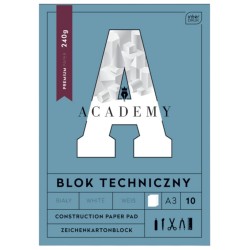 Blok techniczny BIAŁY  Academy INTERDRUK A3 240G