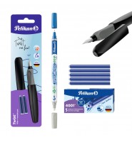 ZESTAW szkolny pióro wieczne TWIST CZARNE M zmazik naboje PELIKAN