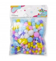 Pompony PASTELOWE pomponiki kreatywne dekoracyjne Titanum mix kolorów 180 szt craft