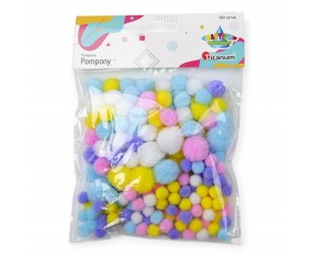 Pompony PASTELOWE pomponiki kreatywne dekoracyjne Titanum mix kolorów 180 szt craft