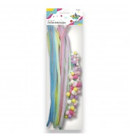 Zestaw kreatywny PASTELOWY 75 el. druciki wyciory 30 cm i pompony Titanum