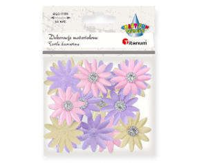 Kwiatki materiałowe DEKORACYJNE Titanum 40 mm PASTELOWE 12 sztuk