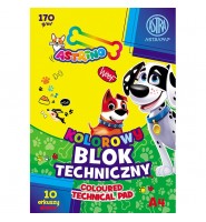 Blok TECHNICZNY szkolny KOLOROWY barwiony w masie ASTRAPAP A4 170g 10