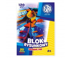 Blok szkolny RYSUNKOWY A4 BIAŁY 120g 20 kartek ASTRA do rysowania