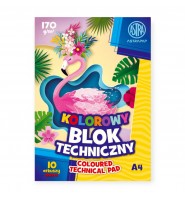 Blok szkolny TECHNICZNY A4 KOLOROWY barwiony w masie ASTRAPAP 170g 10 kartek