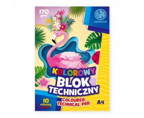 Blok szkolny TECHNICZNY A4 KOLOROWY barwiony w masie ASTRAPAP 170g 10 kartek