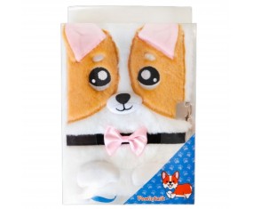 Pamiętnik notes pluszowy WŁOCHACZ z kłódką 3D PIESEK CORGI
