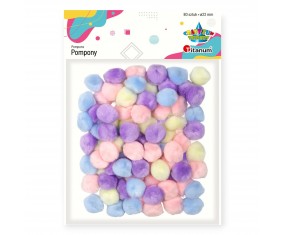 Pompony kreatywne dekoracyjne Titanum 22 mm 80 szt PASTELOWE mix