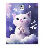 Teczka szkolna A4 z gumką dla DZIEWCZYNKI Cleo Frank Little Star KOTEK