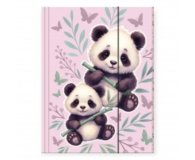 Teczka szkolna z gumką RÓŻOWA A4 PANDA dla DZIEWCZYNKI