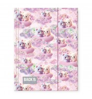 Teczka szkolna z gumką A4 BackUP MISIE chmurki PASTELOWA dla dziewczynki