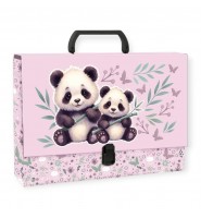 Teczka twarda z rączką PANDA dla DZIEWCZYNEK A4 GRUBA 9cm na prace szkolne