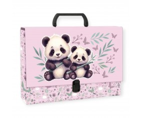 Teczka twarda z rączką PANDA dla DZIEWCZYNEK A4 GRUBA 9cm na prace szkolne