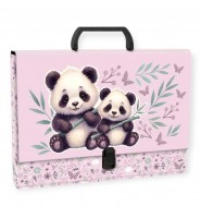 Teczka TWARDA z rączką PANDA A4 Derform 5 cm na prace dla DZIEWCZYNKI