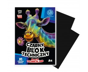 Blok szkolny TECHNICZNY A4 CZARNY MAT 170g 10 kartek ASTRAPAP bezkwasowy