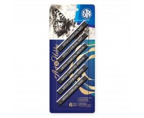 Węgiel PRASOWANY rysunkowy ASTRA Artea 6szt medium hard soft CZARNY