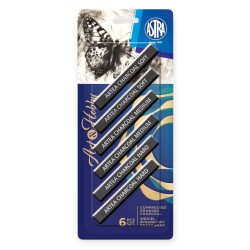 Węgiel PRASOWANY rysunkowy ASTRA Artea 6szt medium hard soft CZARNY