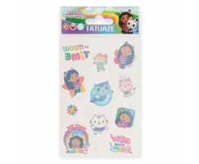 Tatuaże zmywalne Gabby Dollhouse dla dzieci ZESTAW 11 sztuk KOCI DOMEK GABI