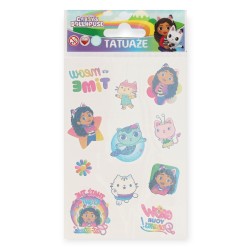 Tatuaże zmywalne Gabby Dollhouse dla dzieci ZESTAW 11 sztuk KOCI DOMEK GABI
