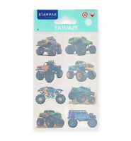 Tatuaże zmywalne MONSTER TRUCK dla dzieci chłopców ZESTAW 8 sztuk Starpak