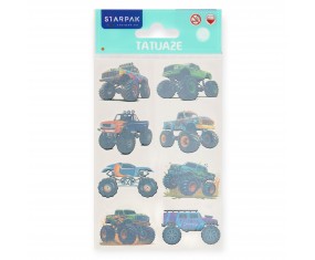 Tatuaże zmywalne MONSTER TRUCK dla dzieci chłopców ZESTAW 8 sztuk Starpak