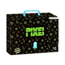 Teczka TWARDA z rączką PIXEL A4 9 cm GRUBA na prace dla CHŁOPCA Starpak
