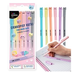 Cienkopisy Kidea KOTKI zestaw 6 kolorów precyzyjna końcówka