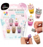 Gumki do mazania ZAPACHOWE SHAKE BUBBLE TEA 5 sztuk ZESTAW szkolny