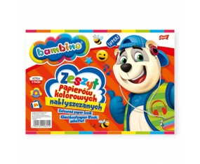 Zeszyt blok papierów kolorowych nabłyszczanych BAMBINO A4 10 kartek WYCINANKA