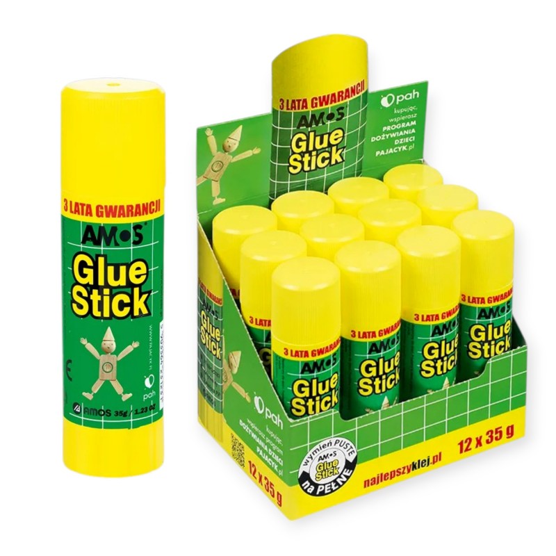 Zestaw KLEJ szkolny biurowy w sztyfcie AMOS 12 szt. 35g Glue Stick