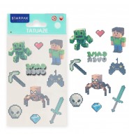 Tatuaże dla dzieci PIXEL Sticker Boo 10 szt pikselowe wzory dla chłopców