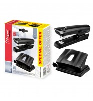 ZESTAW BIUROWY zszywacz dziurkacz Maped Essentials metal 25 kartek CZARNY MAT