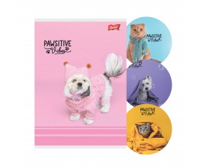 Zeszyt szkolny A5 32k linia podwójna trzy linia DWUKOLORWA Pawsitive Vibes ZWIERZĄTKA 1szt