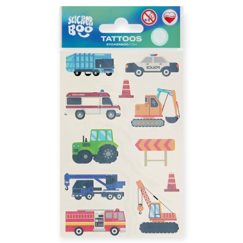 Tatuaże dla dzieci SAMOCHODY STICKER BOO 10x18 cm POJAZDY