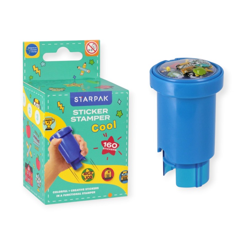 Stempel z NAKLEJKAMI Starpak COOL 160 szt kreatywny zestaw dla dzieci