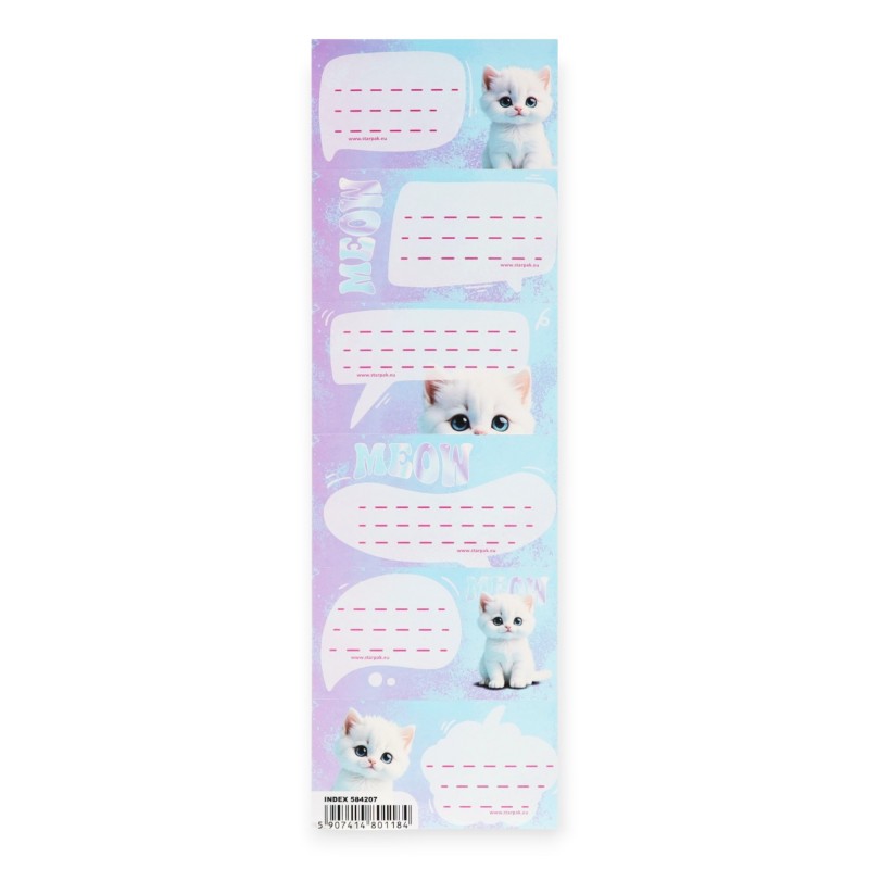 Naklejki nalepki szkolne na zeszyty CUTE KITTY KOTEK Starpak 6 etykiet papierowe