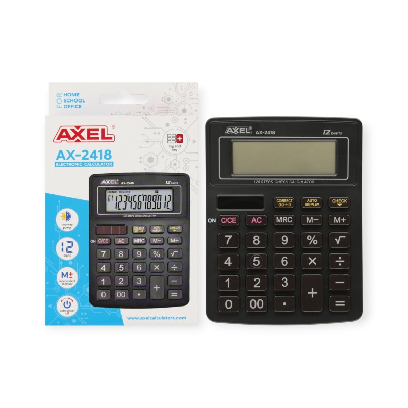 Kalkulator biurowy AX-2418 AXEL 12 cyfr czarny