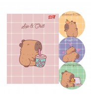 Zeszyt A4 32 kartki trzylinia kolorowa Capybara Mood laminowany UV szkolny 1 szt
