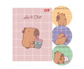Zeszyt A4 32 kartki trzylinia kolorowa Capybara Mood laminowany UV szkolny 1 szt