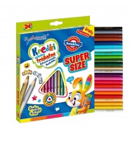 Kredki szkolne Bambino 24 kolory TRÓJKĄTNE gruby grafit 4mm z temperówka SUPER SIZE