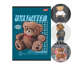 Zeszyt A5 60 kartek kratka UNLIMITED BEAR laminowany UV szkolny MIX 1szt