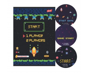 Zeszyt A5 16 kartek trzylinia kolorowa PIXEL UNIVERSE laminowany szkolny 1szt