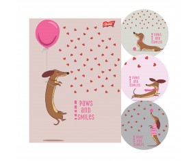 Zeszyt A4 32 kartki kratka Lovely Dachshund JAMINIK laminowany UV mix 1 szt