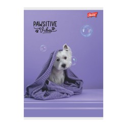 Zeszyt A5 32 kartki kratka Pawsitive Vibes laminowany UV mix 1 szt